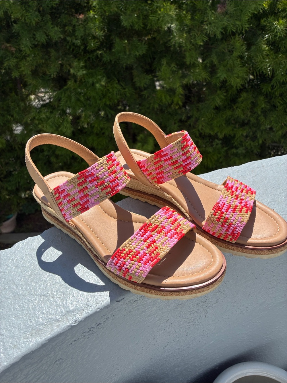 Easy Spirit Pink Multi Woven Slingback Sandals